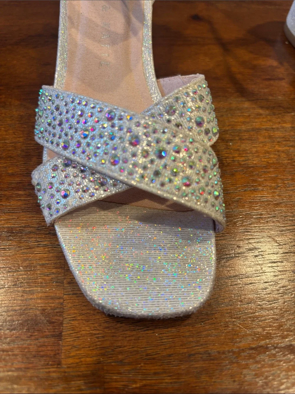 Kelly & Katie Glitter Cross-Strap Ankle Strap Sandals - silver. Size 13